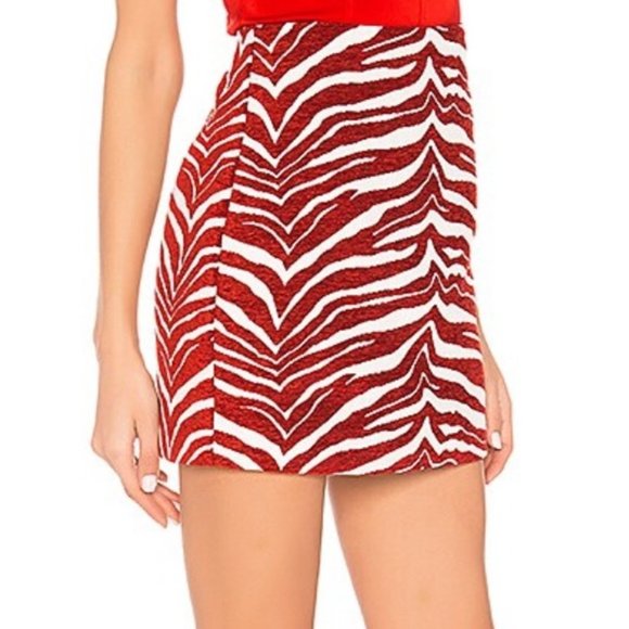 NEW NBD Wild Child Mini Skirt in Red & White Zebra Size XS - Picture 2 of 8